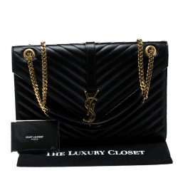 مملوكة مسبقًا Saint Laurent Black Matelasse Leather Large Cassandre Flap Bag