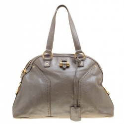 Saint Laurent Paris Taupe Shimmering Leather Large Muse Bag