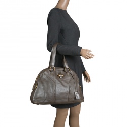 Saint Laurent Paris Taupe Shimmering Leather Large Muse Bag