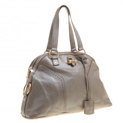 Saint Laurent Paris Taupe Shimmering Leather Large Muse Bag