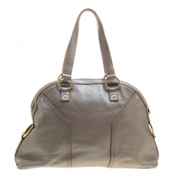 Saint Laurent Paris Taupe Shimmering Leather Large Muse Bag