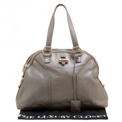 Saint Laurent Paris Taupe Shimmering Leather Large Muse Bag