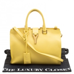 Pre Owned Saint Laurent Paris Yellow Leather Small Cabas Chyc Tote
