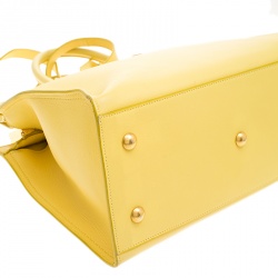 Pre Owned Saint Laurent Paris Yellow Leather Small Cabas Chyc Tote