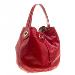 Pre Owned Saint Laurent Red Patent Leather Capri Bucket Bag