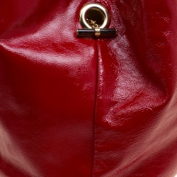 Pre Owned Saint Laurent Red Patent Leather Capri Bucket Bag