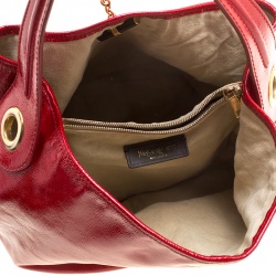 Pre Owned Saint Laurent Red Patent Leather Capri Bucket Bag