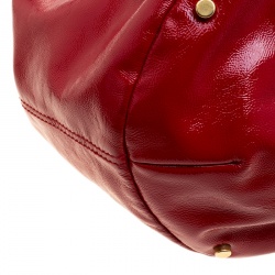 Pre Owned Saint Laurent Red Patent Leather Capri Bucket Bag