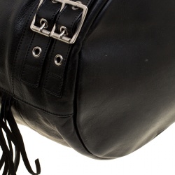 Pre Owned Saint Laurent Black Leather Rider Bucket Bag