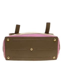 Pre Owned Saint Laurent Paris Taupe/Pink Leather and Canvas Muse Two Satchel