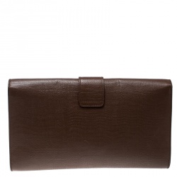 Pre Owned Saint Laurent Brown Leather Large Chyc Clutch