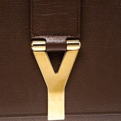 Pre Owned Saint Laurent Brown Leather Large Chyc Clutch
