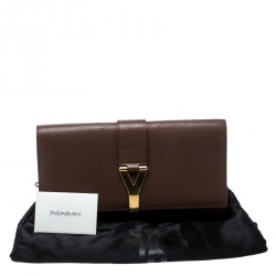 Pre Owned Saint Laurent Brown Leather Large Chyc Clutch