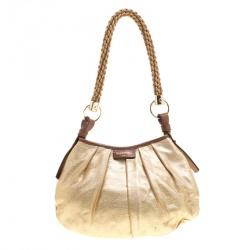 Pre Owned Saint Laurent Gold Leather Mini Hobo
