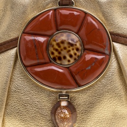 Pre Owned Saint Laurent Gold Leather Mini Hobo