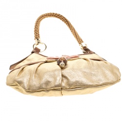 Pre Owned Saint Laurent Gold Leather Mini Hobo