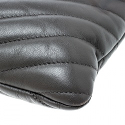 Pre Owned حقيبة كلتش سان لوران حمالة معصم مونوغرامية جلد مبطنة رمادية