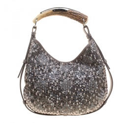 Pre Owned حقيبة كتف سان لوران مومباسا ساتان وترتر رمادية