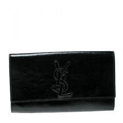 Pre Owned Saint Laurent Black Patent Leather Belle De Jour Flap Clutch