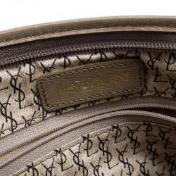 Pre Owned Saint Laurent Beige/Brown Printed Coated Canvas Cosmetic Pouch