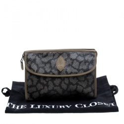 Pre Owned Saint Laurent Beige/Brown Printed Coated Canvas Cosmetic Pouch