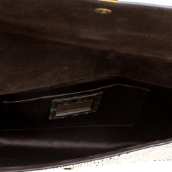 Pre Owned Saint Laurent Khaki Python Large Chyc Clutch