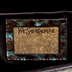 Pre Owned Saint Laurent Khaki Python Large Chyc Clutch