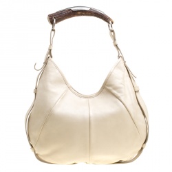 Saint Laurent Light Beige Leather Mombasa Hobo