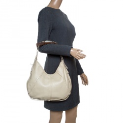 Saint Laurent Light Beige Leather Mombasa Hobo