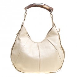 Saint Laurent Light Beige Leather Mombasa Hobo