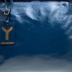 Pre Owned Saint Laurent Blue Patent Leather Medium Majorelle Satchel