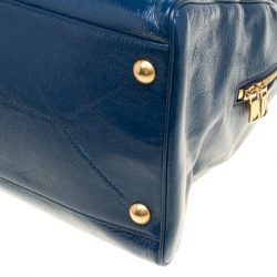 Pre Owned Saint Laurent Blue Patent Leather Medium Majorelle Satchel