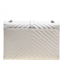 مملوكة مسبقًا Saint Laurent Grey Leather Monogram Envelope Shoulder Bag