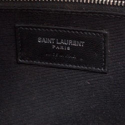 مملوكة مسبقًا Saint Laurent Grey Leather Monogram Envelope Shoulder Bag