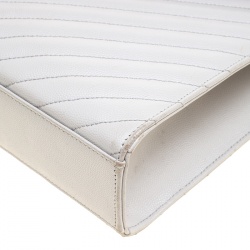 مملوكة مسبقًا Saint Laurent Grey Leather Monogram Envelope Shoulder Bag