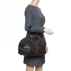 Saint Laurent Black Leather Studded Easy Y Satchel
