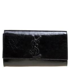 Pre Owned Saint Laurent Black Patent Leather Belle De Jour Flap Clutch