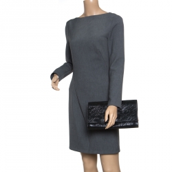 Pre Owned Saint Laurent Black Patent Leather Belle De Jour Flap Clutch