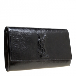 Pre Owned Saint Laurent Black Patent Leather Belle De Jour Flap Clutch