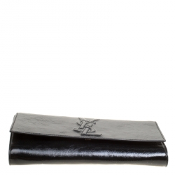 Pre Owned Saint Laurent Black Patent Leather Belle De Jour Flap Clutch