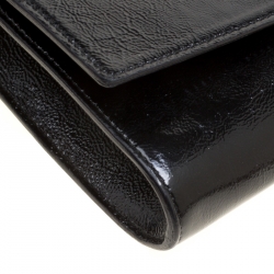 Pre Owned Saint Laurent Black Patent Leather Belle De Jour Flap Clutch