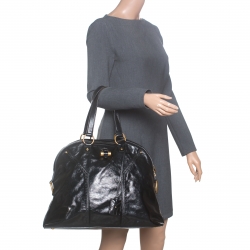 مملوكة مسبقًا Saint Laurent Black Leather Oversized Muse Satchel