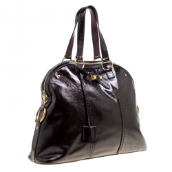 Pre Owned حقيبة يد سان لوران باريس ميوز كبيرة جلد بنية