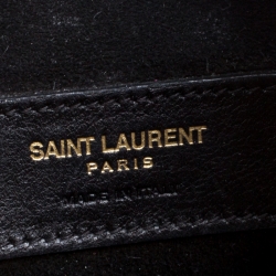 Pre Owned Saint Laurent Black Leather Small Emmanuelle Fringed Bucket Bag