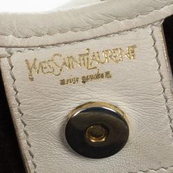 Pre Owned Saint Laurent Paris Off White Leather Mombasa Hobo