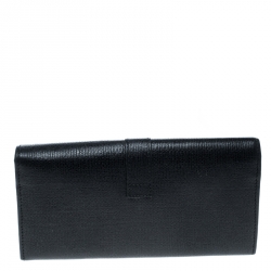 Pre Owned محفظة سان لوران كونتيننتال Y لاين جلد سوداء