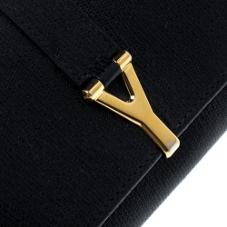 Pre Owned محفظة سان لوران كونتيننتال Y لاين جلد سوداء