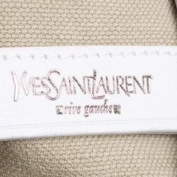 Saint Laurent White Perforated Leather Roady Hobo