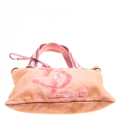 Pre Owned Saint Laurent Pink Fabric Kahala Drawstring Tote