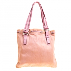 Pre Owned Saint Laurent Pink Fabric Kahala Drawstring Tote